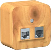 Розетка телефон+компьютер накладная Systeme Electric Blanca 2-м. RJ11+RJ45 5е ясень картинка